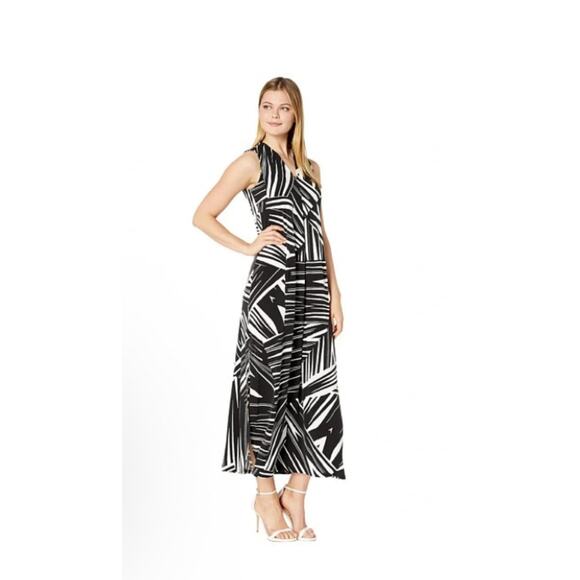 Tommy Bahama Black White Abstract Print Sleeveless Maxi Dress XL - Picture 1 of 8